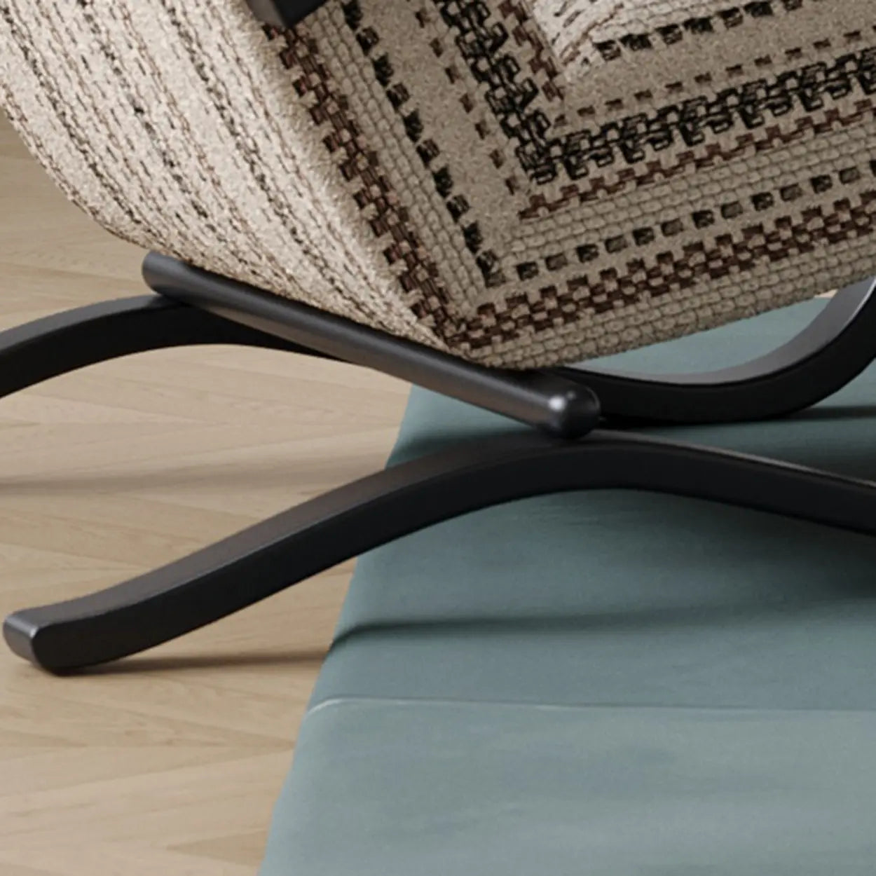 Modern Striped Reclining Lounge Chair with Curved Arms