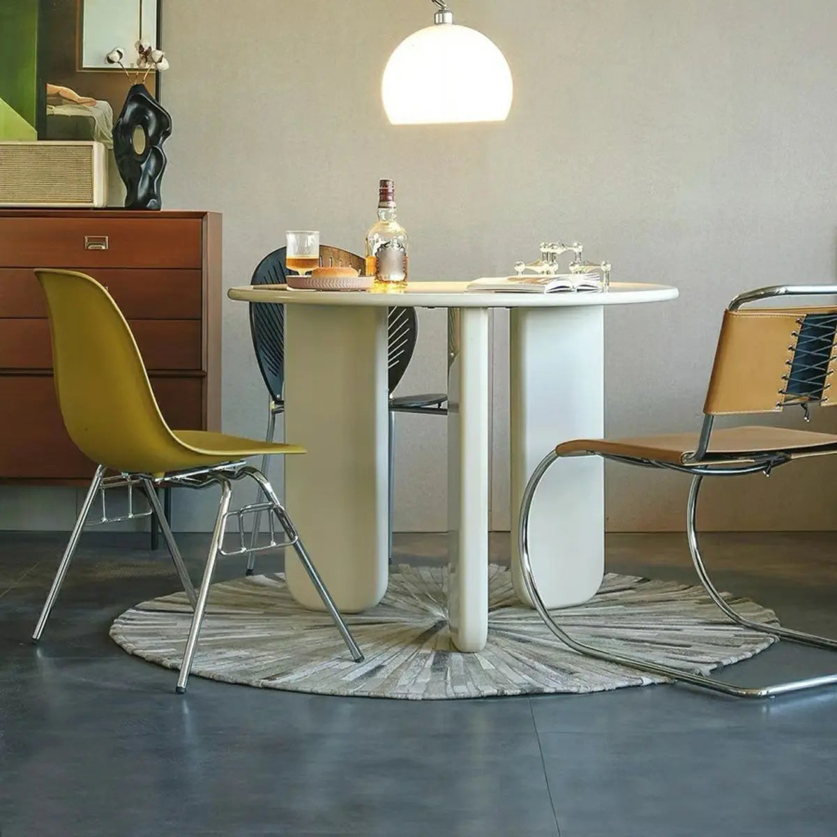 Round White Wood Dining Table