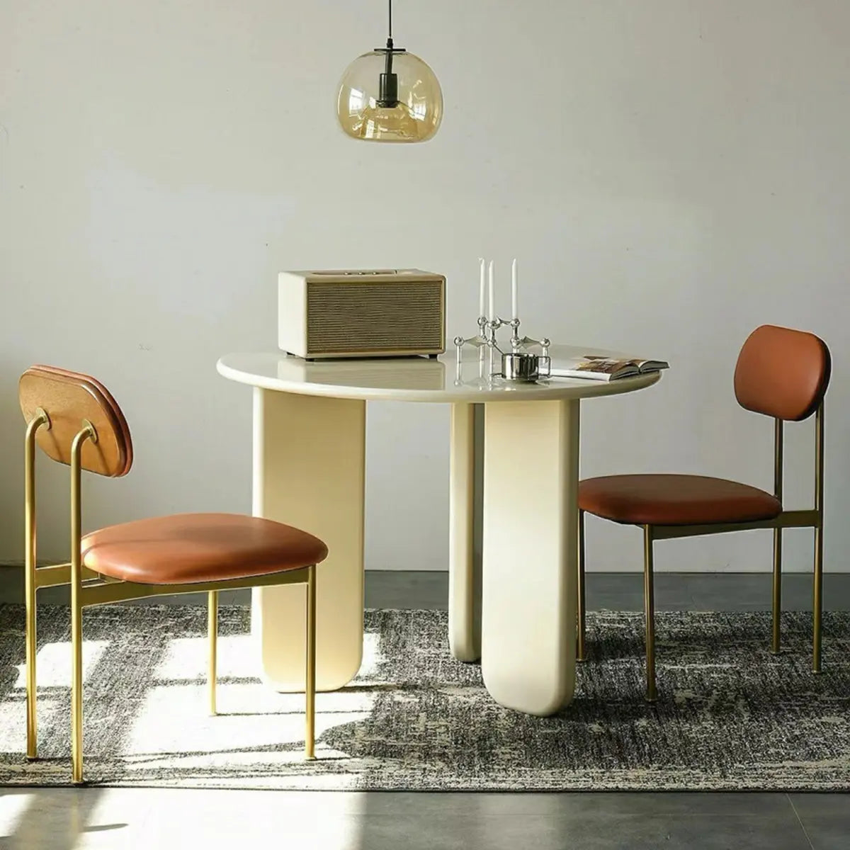 Round White Wood Dining Table