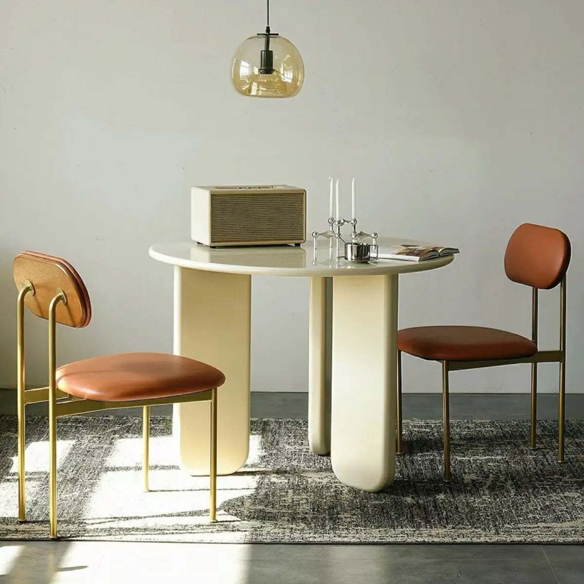 Round White Wood Dining Table