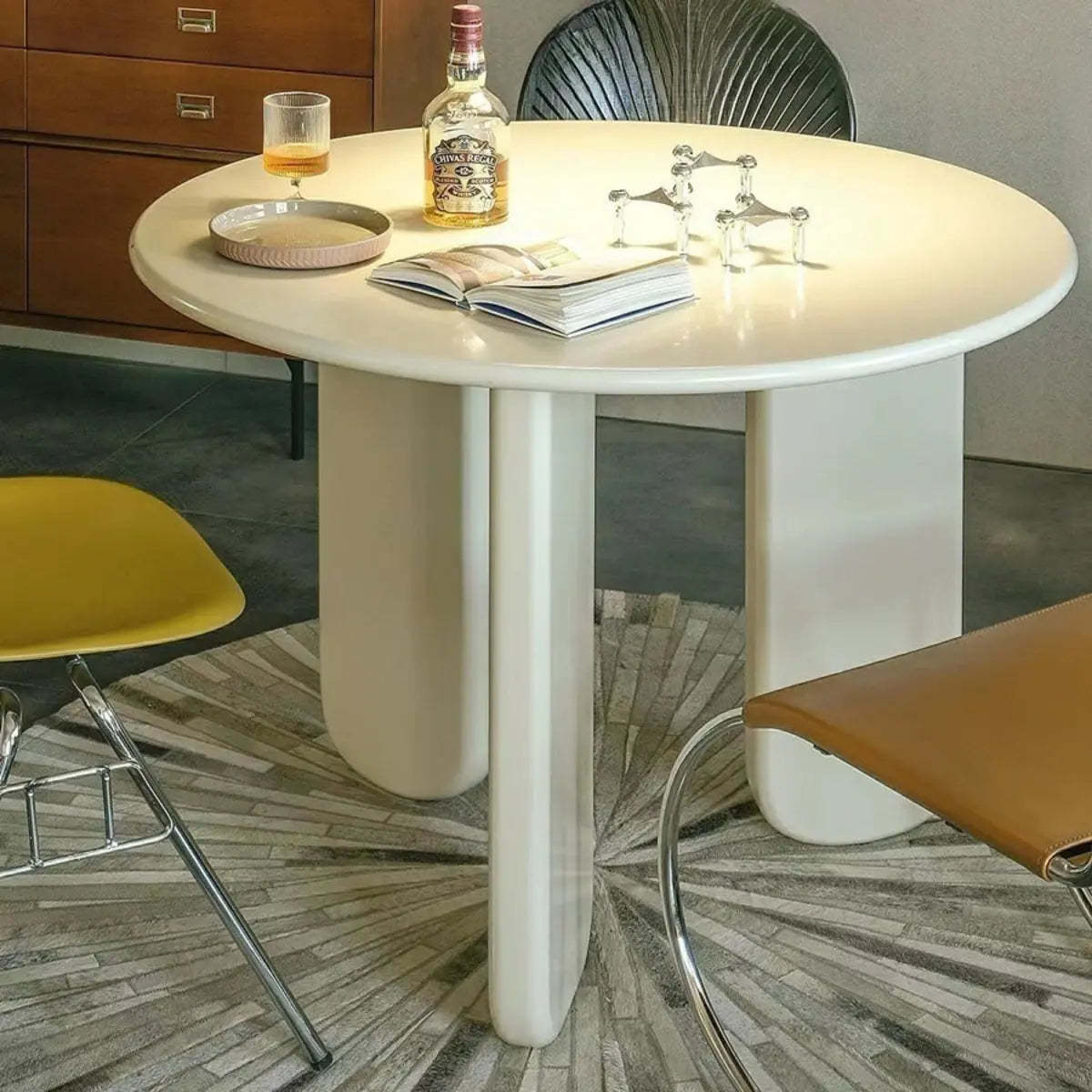 Round White Wood Dining Table