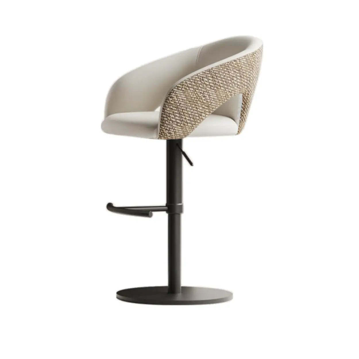 Modern Swivel Brown Leather Bucket Bar Stool
