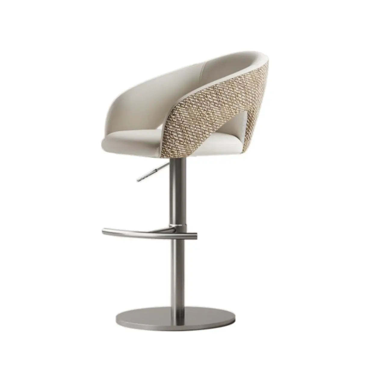 Modern Swivel Brown Leather Bucket Bar Stool — Black / Brown