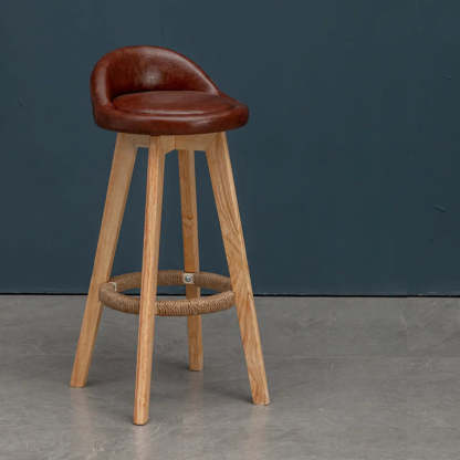 Modern Swivel Bar Stool with Upholstered Seat — Grey