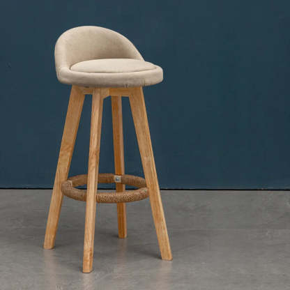 Modern Swivel Bar Stool with Upholstered Seat