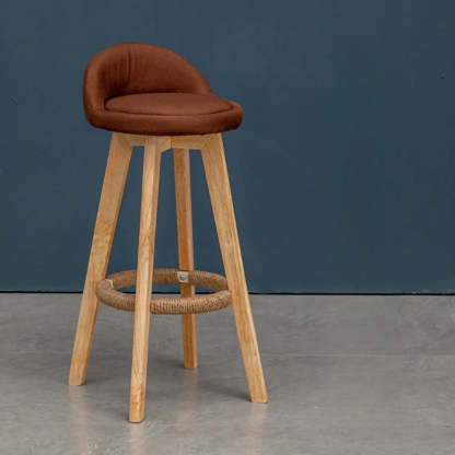 Modern Swivel Bar Stool with Upholstered Seat