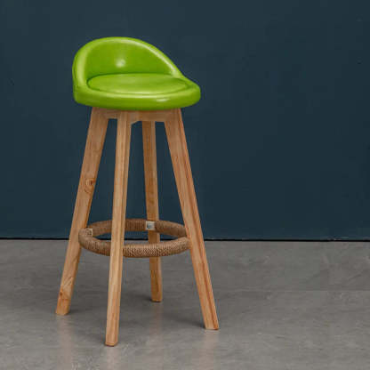 Modern Swivel Bar Stool with Upholstered Seat — White