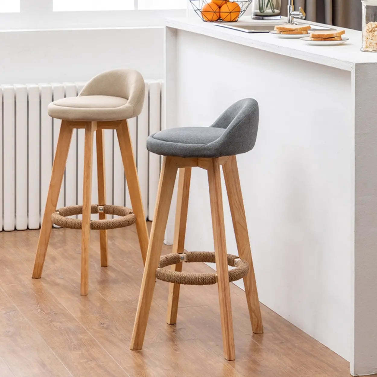 Modern Swivel Bar Stool with Upholstered Seat — Yellow