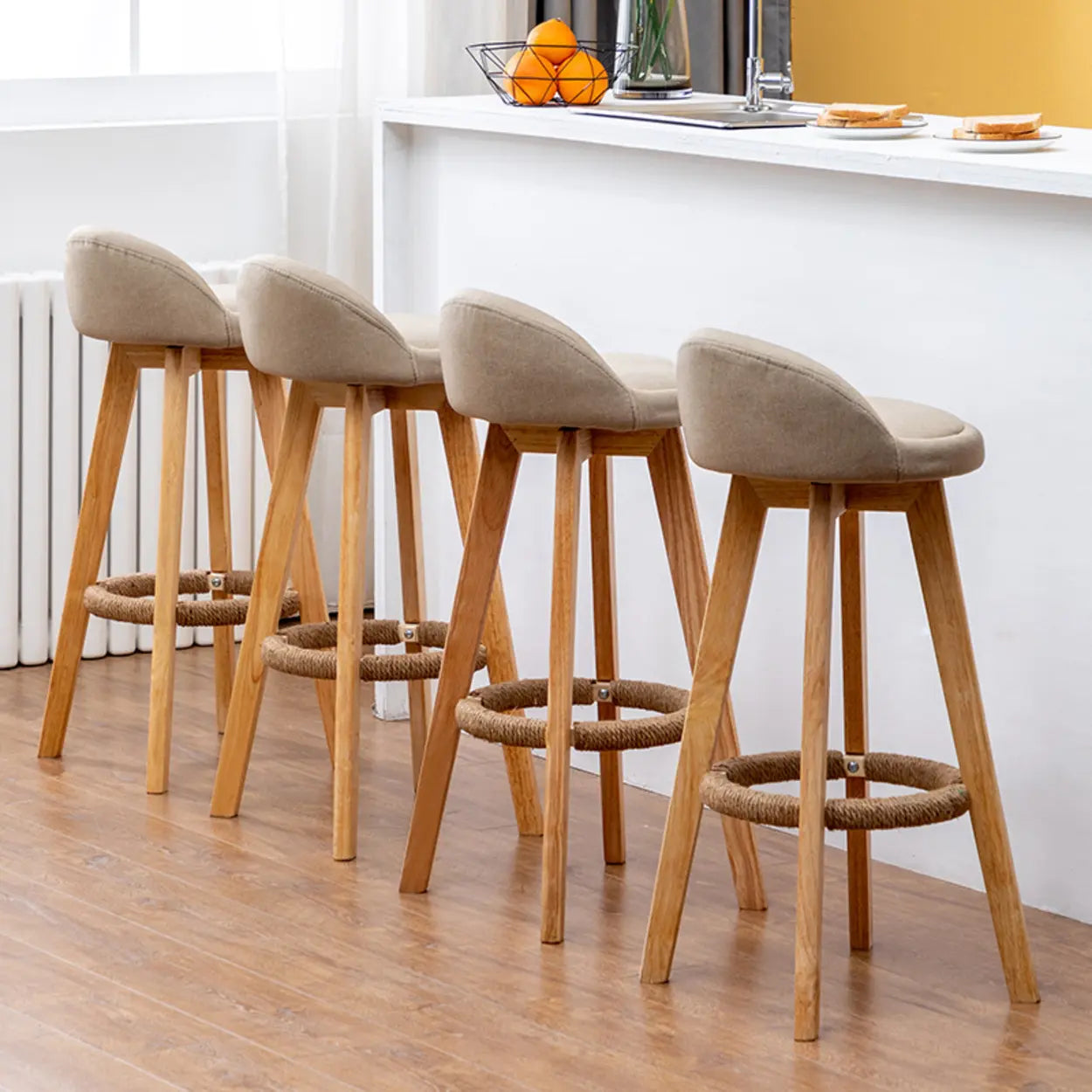 Modern Swivel Bar Stool with Upholstered Seat — Coffee