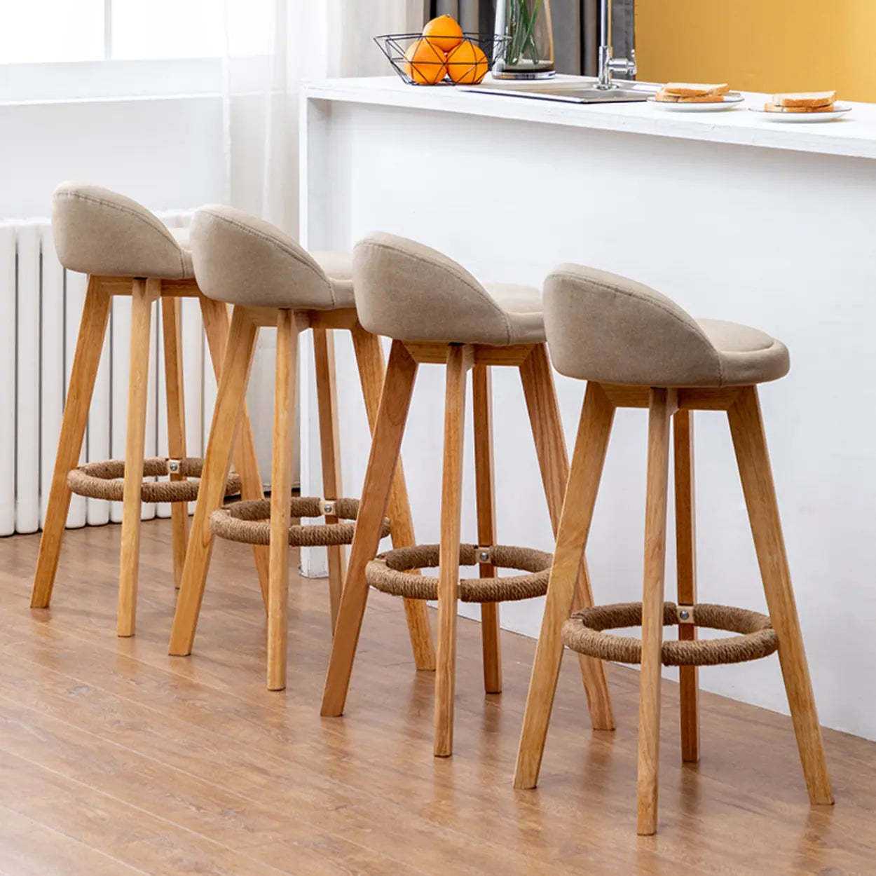 Modern Swivel Bar Stool with Upholstered Seat — Coffee