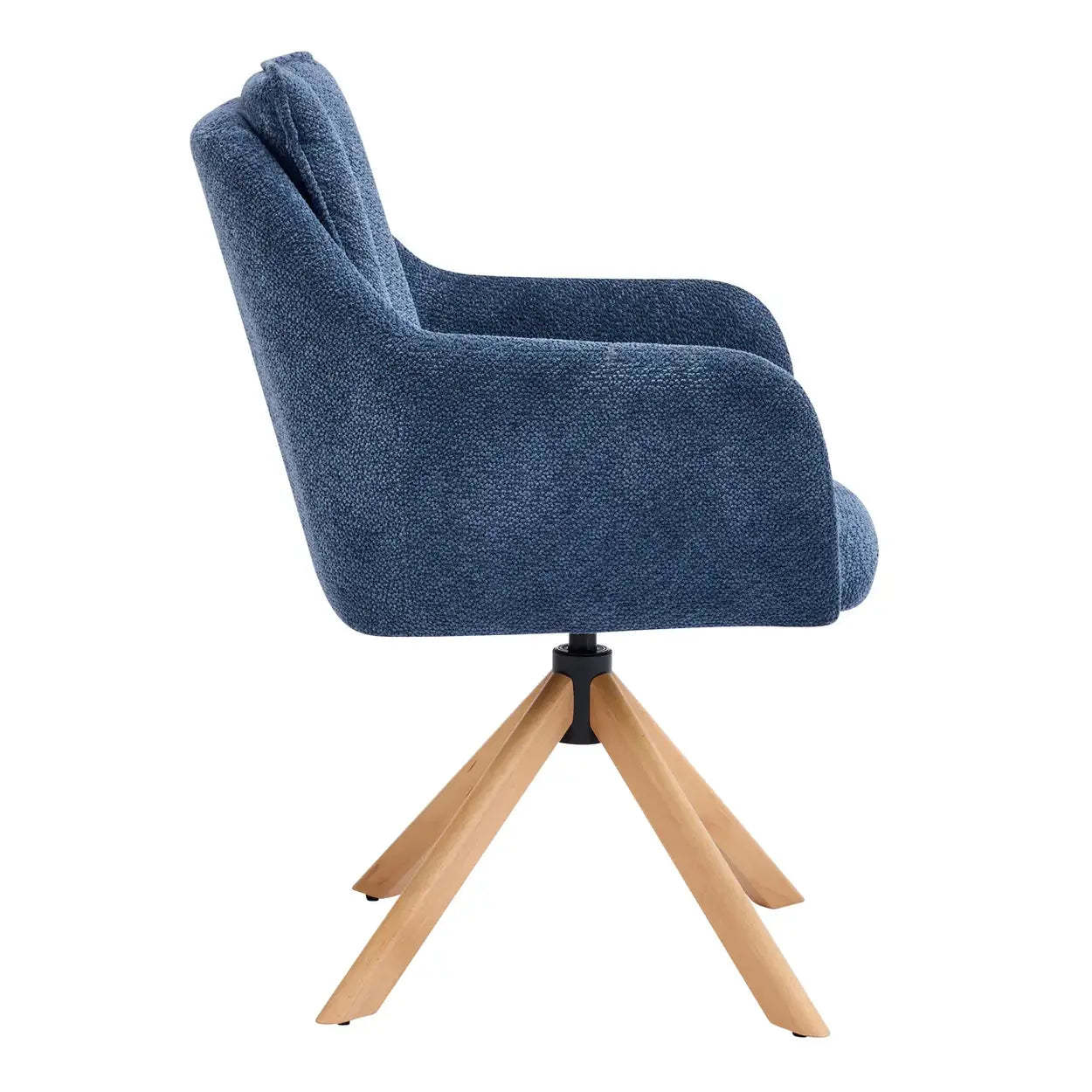 Modern Swivel Blue Fleece Curved Back Dining Chair