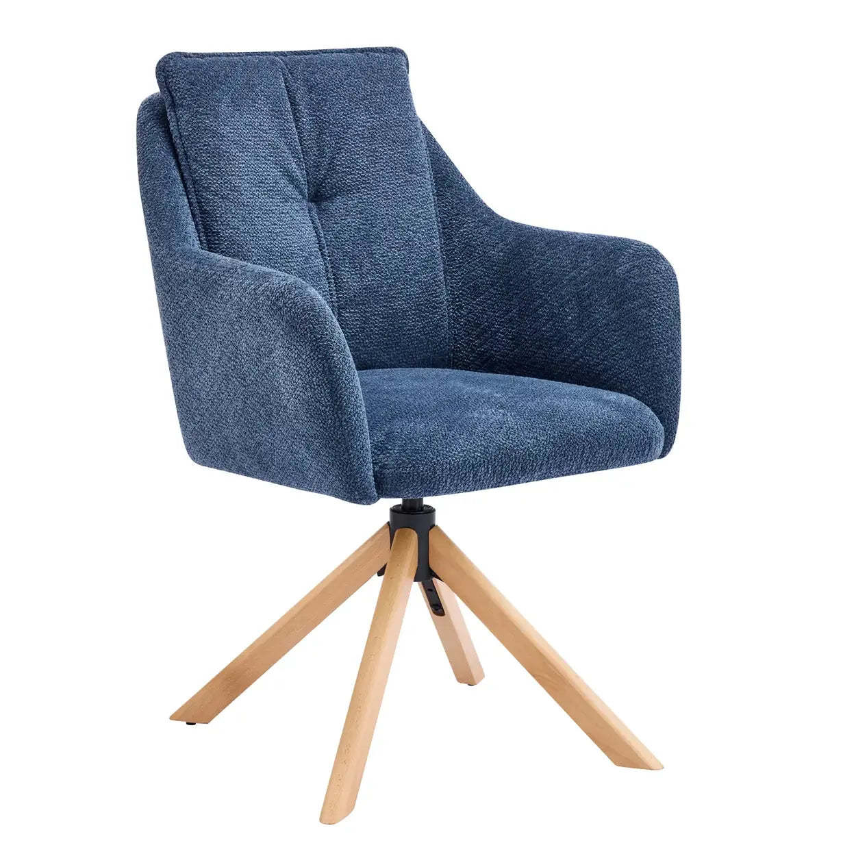 Modern Swivel Blue Fleece Curved Back Dining Chair