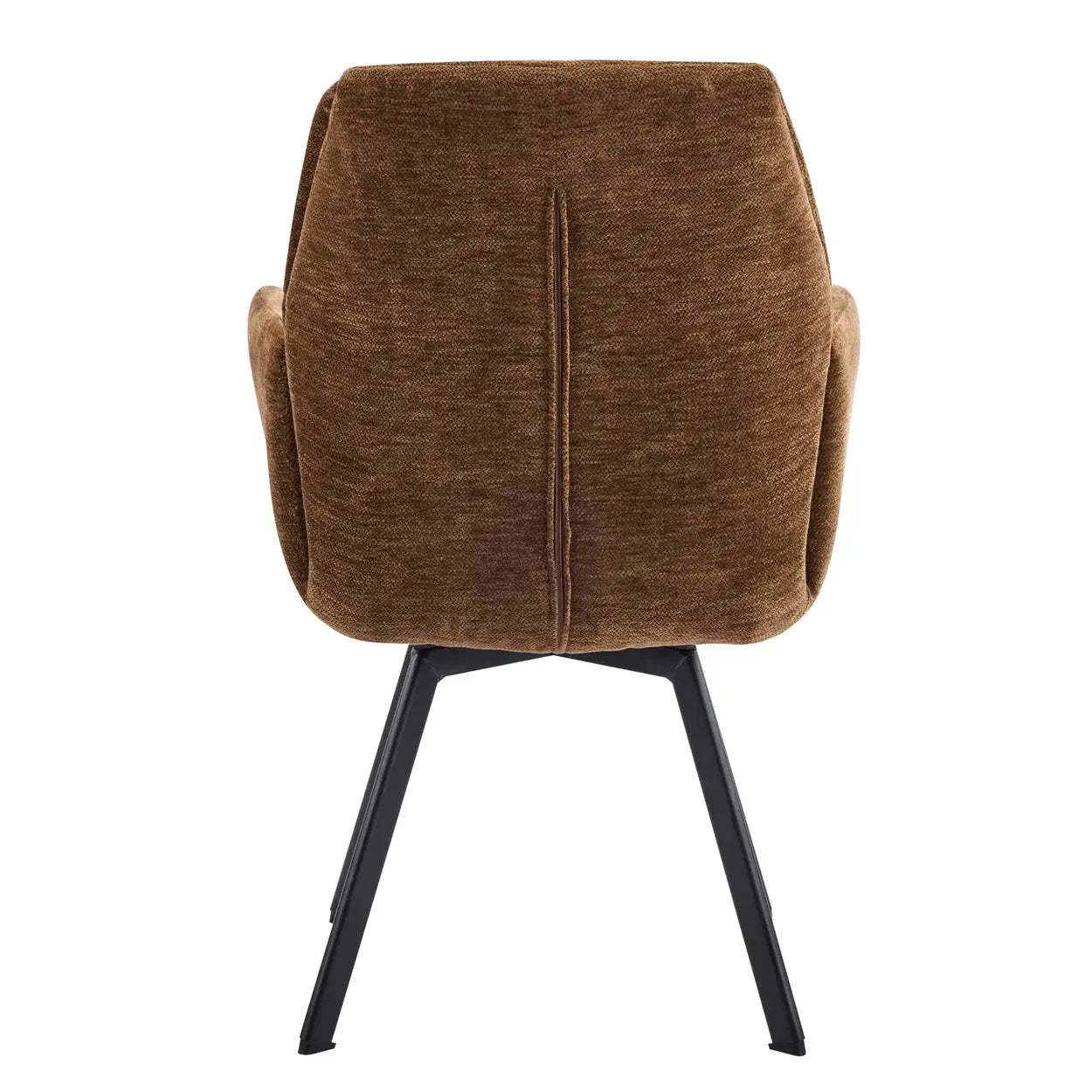 Modern Brown Chenille Curved-Back Swivel Dining Arm Chairs