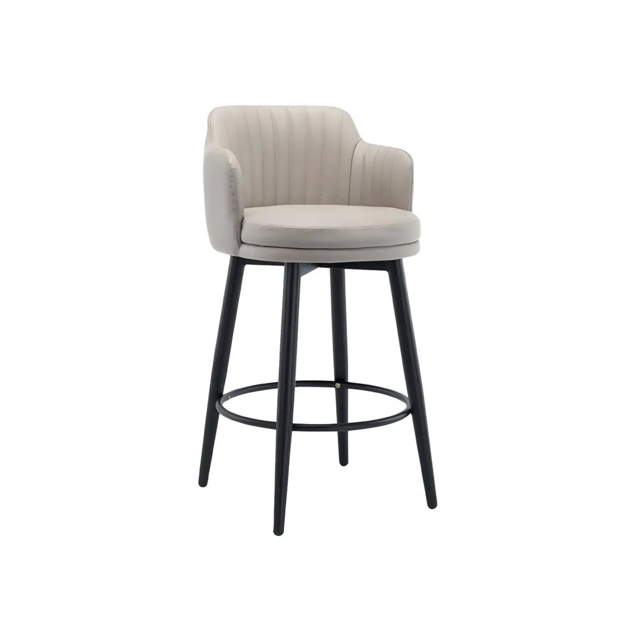 Modern Swivel PU Leather Low-Back Bar Stool — 3 Piece Set / Black