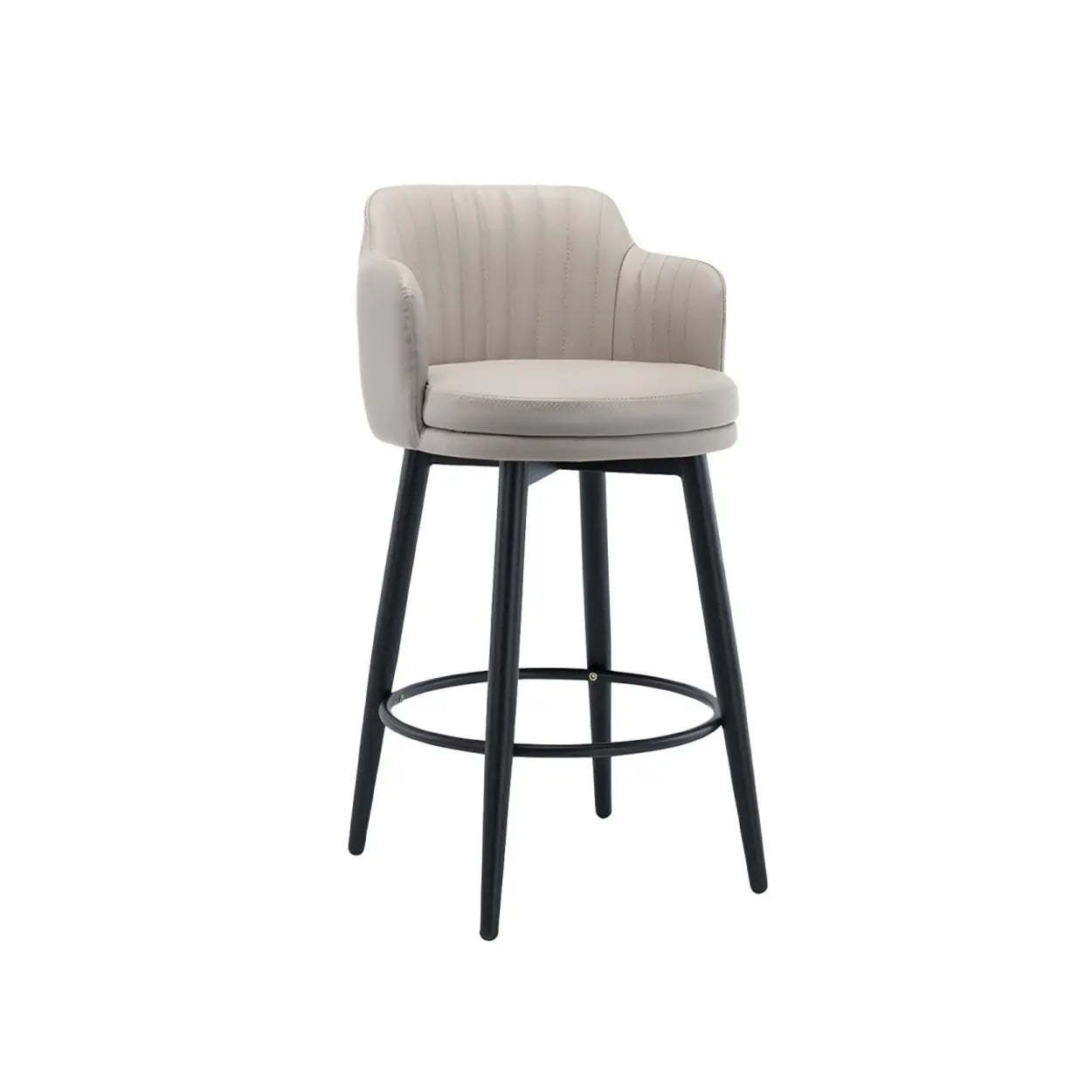 Modern Swivel PU Leather Low-Back Bar Stool — 3 Piece Set / Black