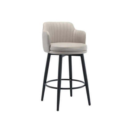 Modern Swivel PU Leather Low-Back Bar Stool — 3 Piece Set / Black