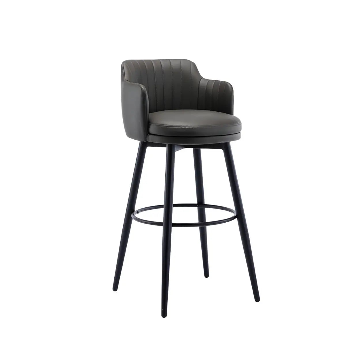Modern Swivel PU Leather Low-Back Bar Stool — 3 Piece Set / Orange