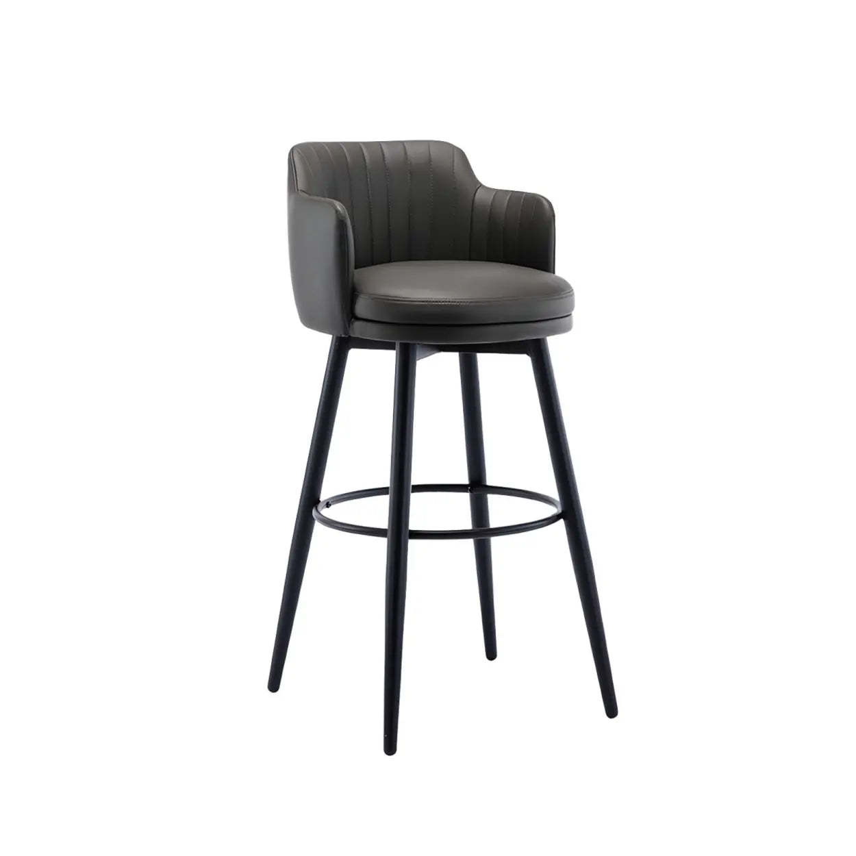 Modern Swivel PU Leather Low-Back Bar Stool — 3 Piece Set / Orange