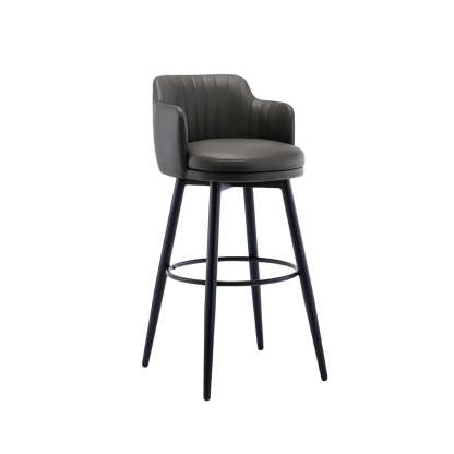 Modern Swivel PU Leather Low-Back Bar Stool — 3 Piece Set / Orange