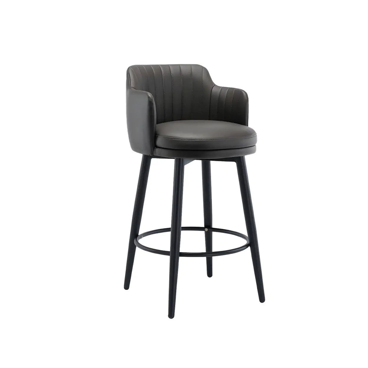 Modern Swivel PU Leather Low-Back Bar Stool — 3 Piece Set / Orange