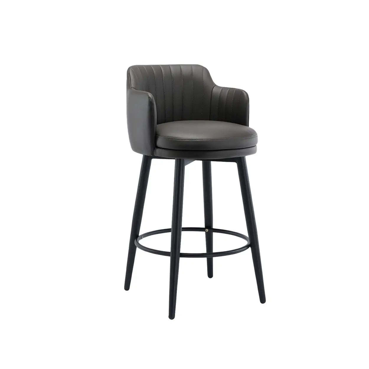 Modern Swivel PU Leather Low-Back Bar Stool — 3 Piece Set / Orange