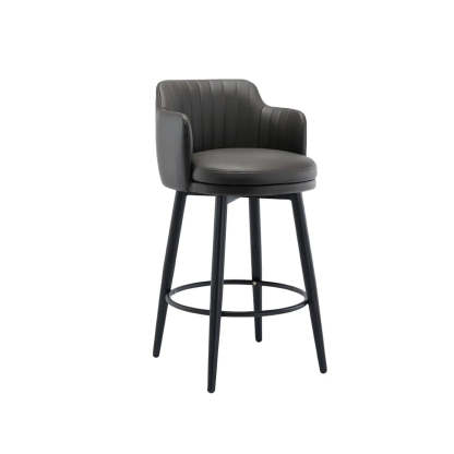 Modern Swivel PU Leather Low-Back Bar Stool — 3 Piece Set / Orange