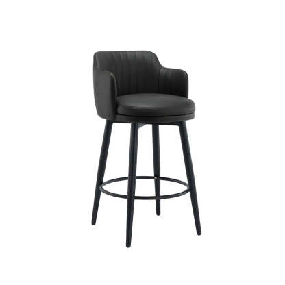 Modern Swivel PU Leather Low-Back Bar Stool — 3 Piece Set / Khaki