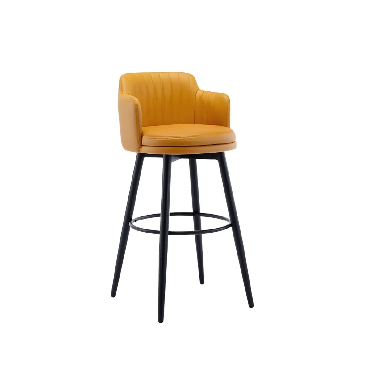 Modern Swivel PU Leather Low-Back Bar Stool — 1 Piece / Grey
