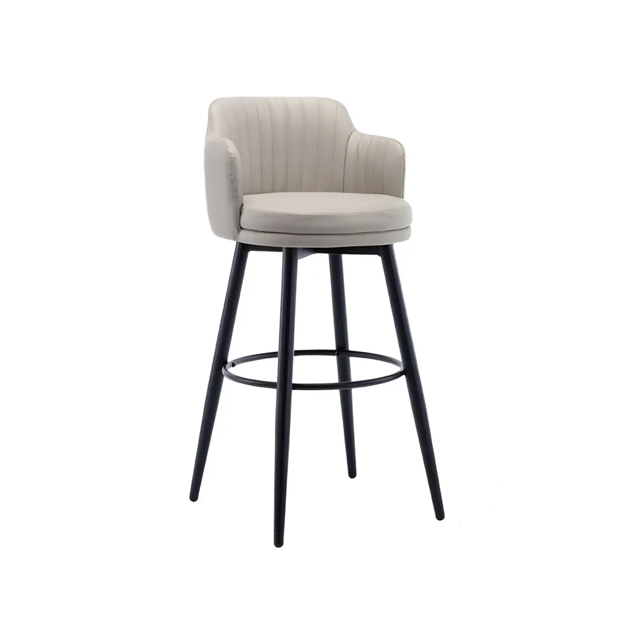 Modern Swivel PU Leather Low-Back Bar Stool — 3 Piece Set / Black