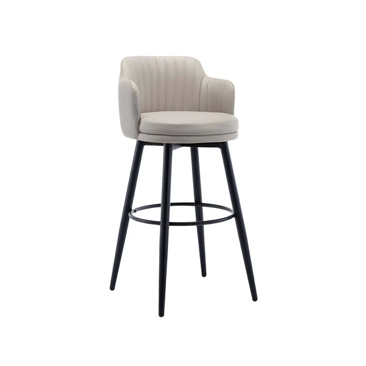 Modern Swivel PU Leather Low-Back Bar Stool — 3 Piece Set / Black