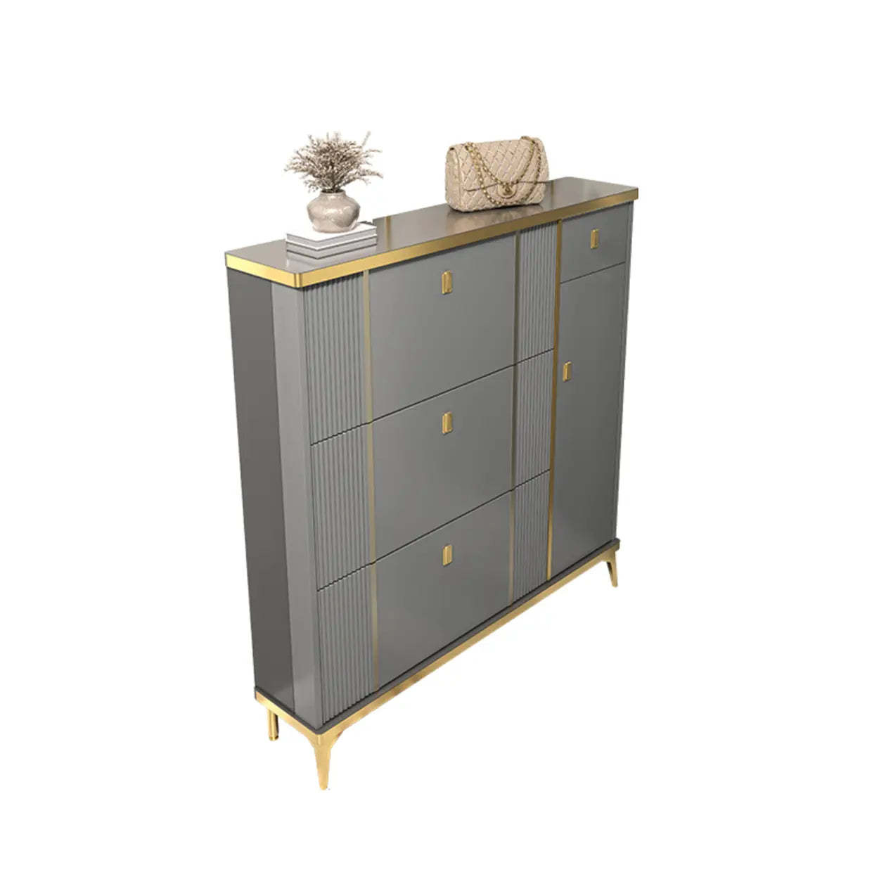 Modern storage tall gray shoe storage, Lighom — 55.1" L x 9.4" W x 47.2" H