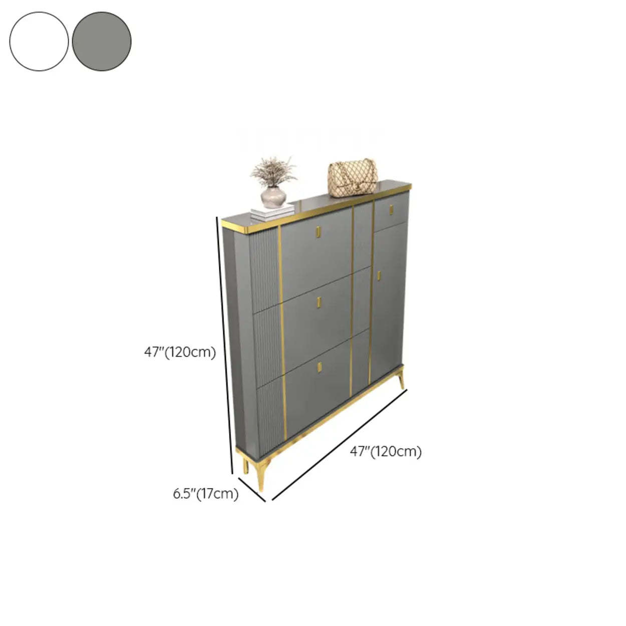 Modern Tall Gray Metal Hallway Shoe Cabinet