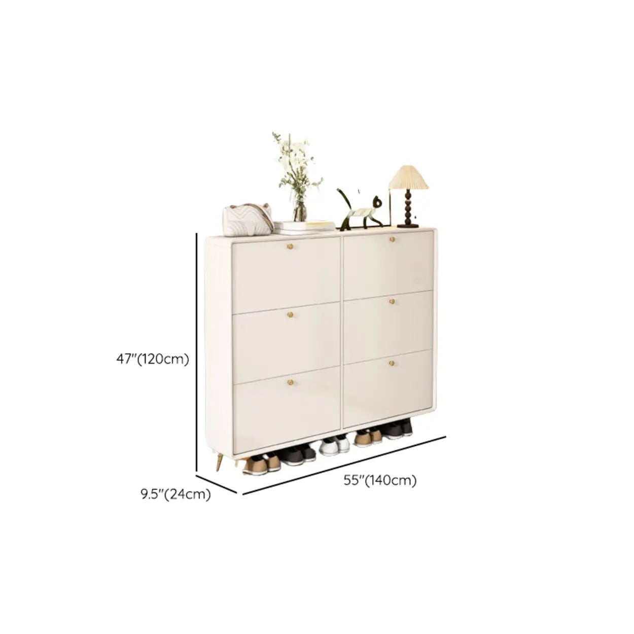 Modern Tall White Wood Hallway Shoe Cabinet