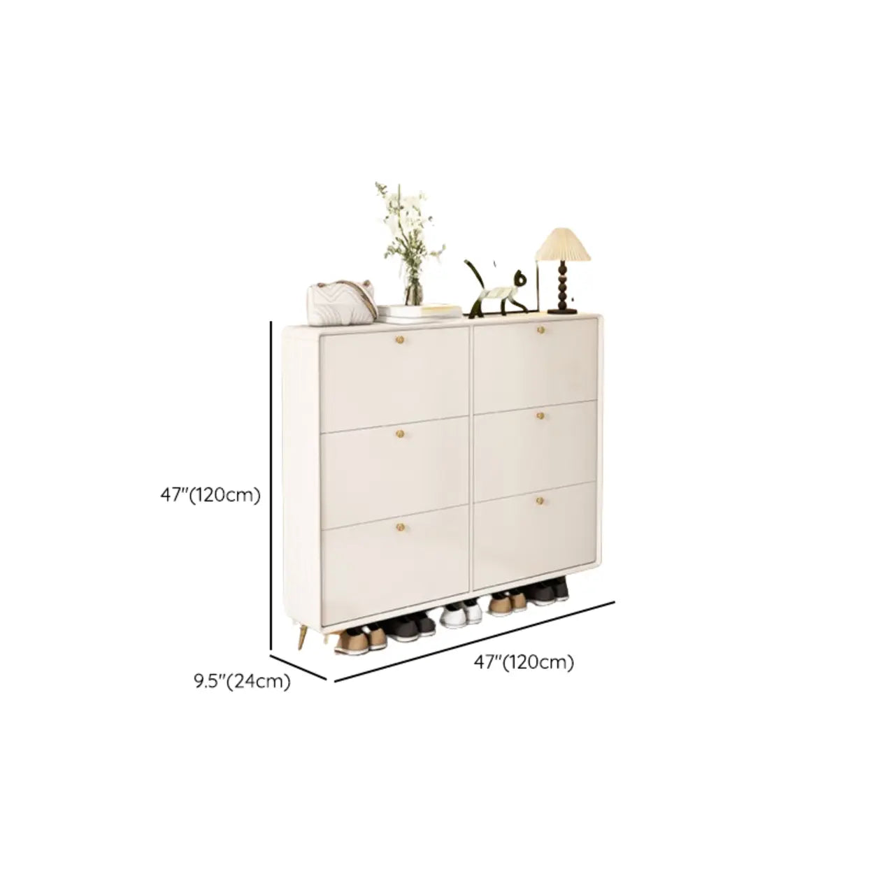 Modern Tall White Wood Hallway Shoe Cabinet