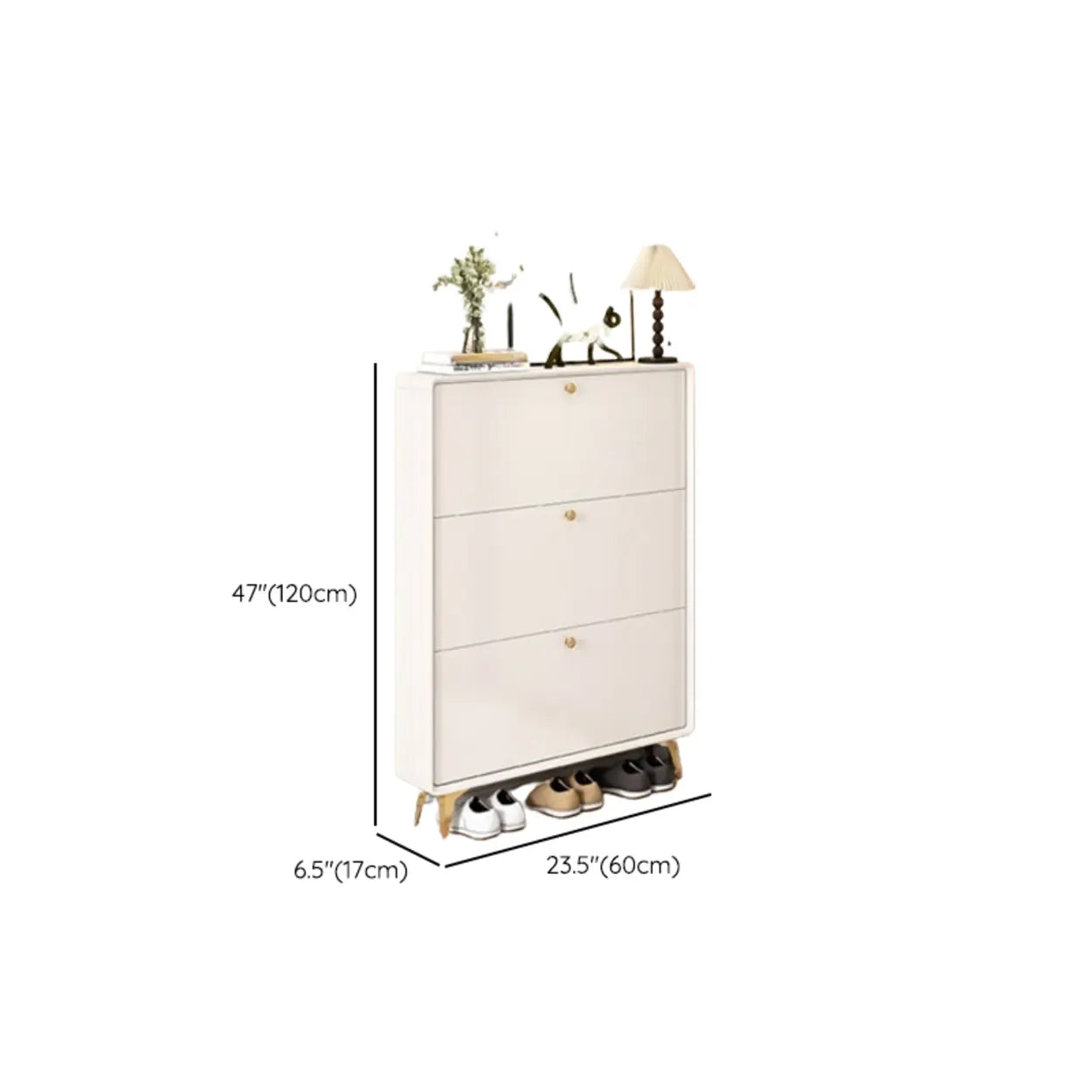 Modern Tall White Wood Hallway Shoe Cabinet