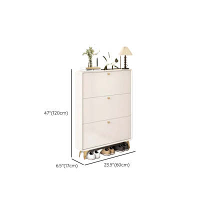 Modern Tall White Wood Hallway Shoe Cabinet