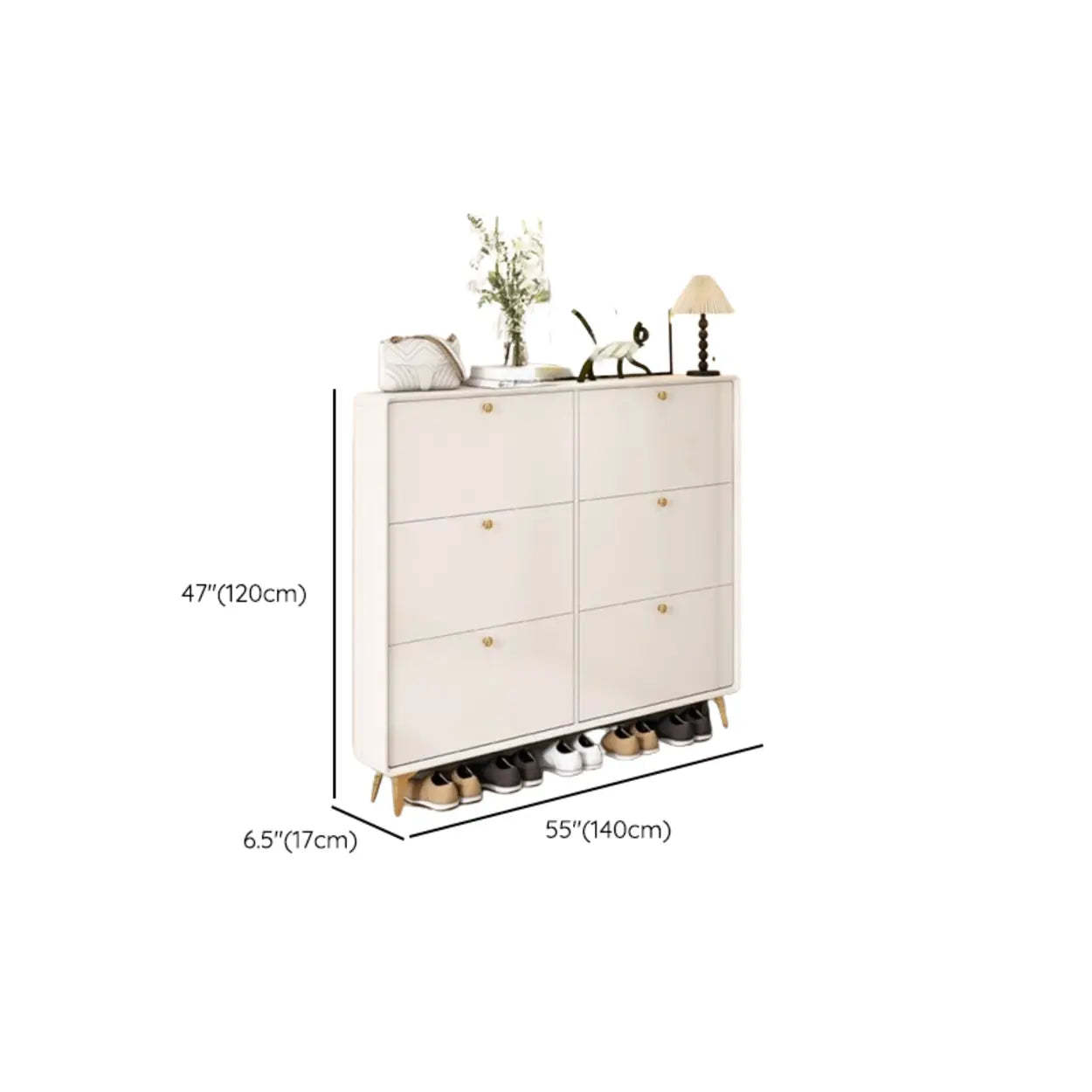 Modern Tall White Wood Hallway Shoe Cabinet
