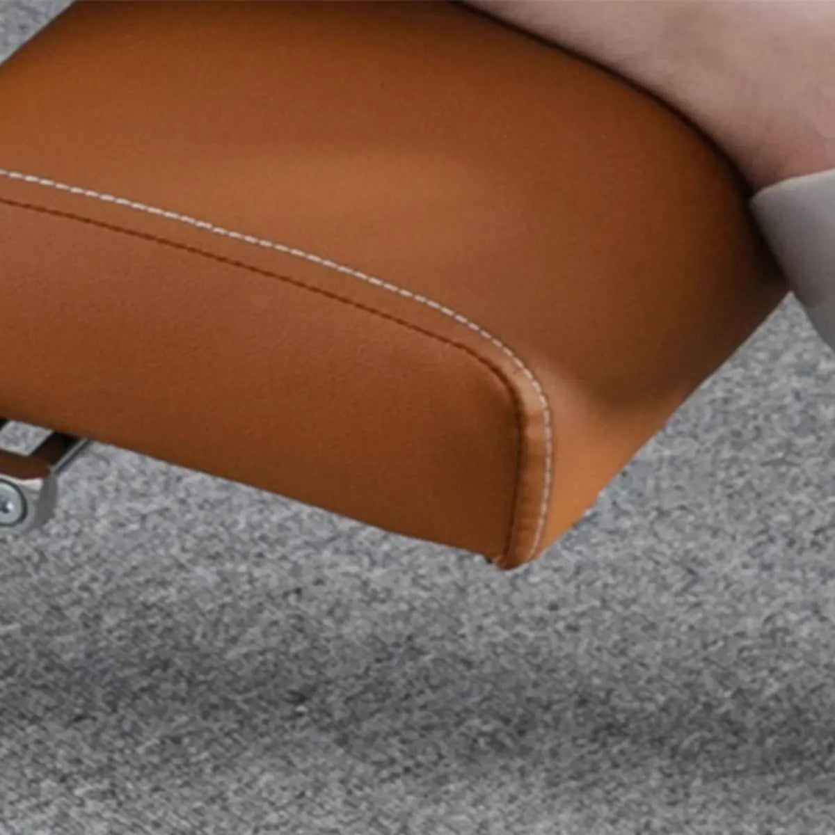 Modern Tan Reclining Leather Office Chair with Footrest