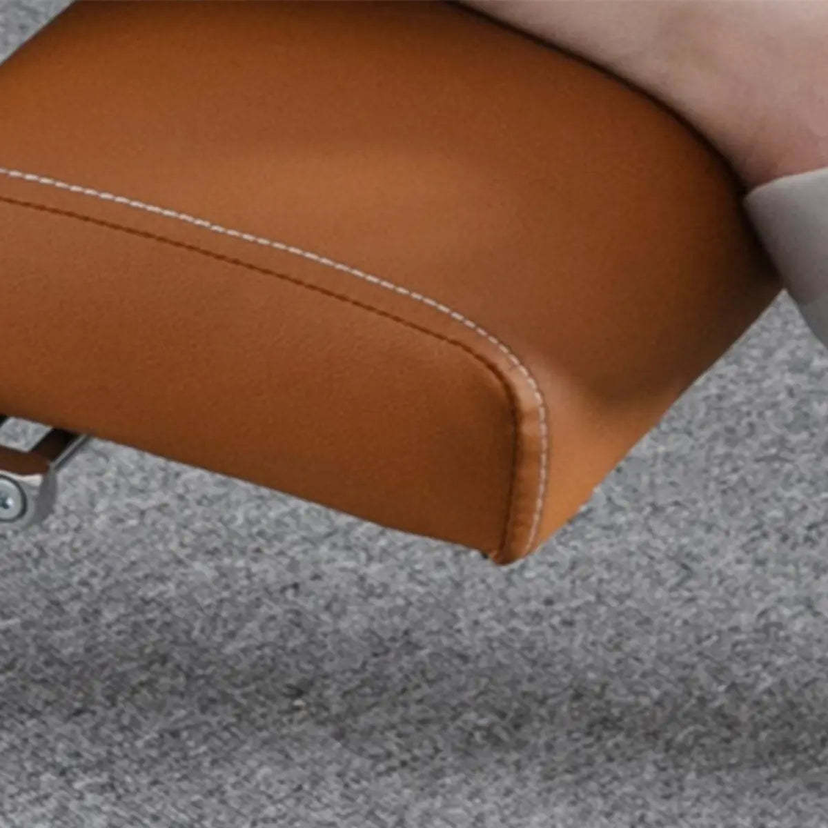 Modern Tan Reclining Leather Office Chair with Footrest