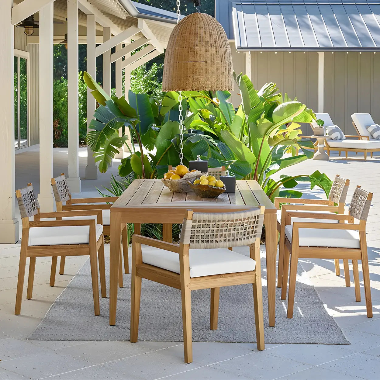 Modern Teak Outdoor Dining Set Rectangular — Table Only