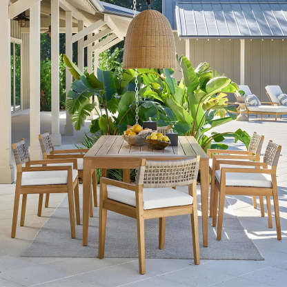 Modern Teak Outdoor Dining Set Rectangular — Table Only
