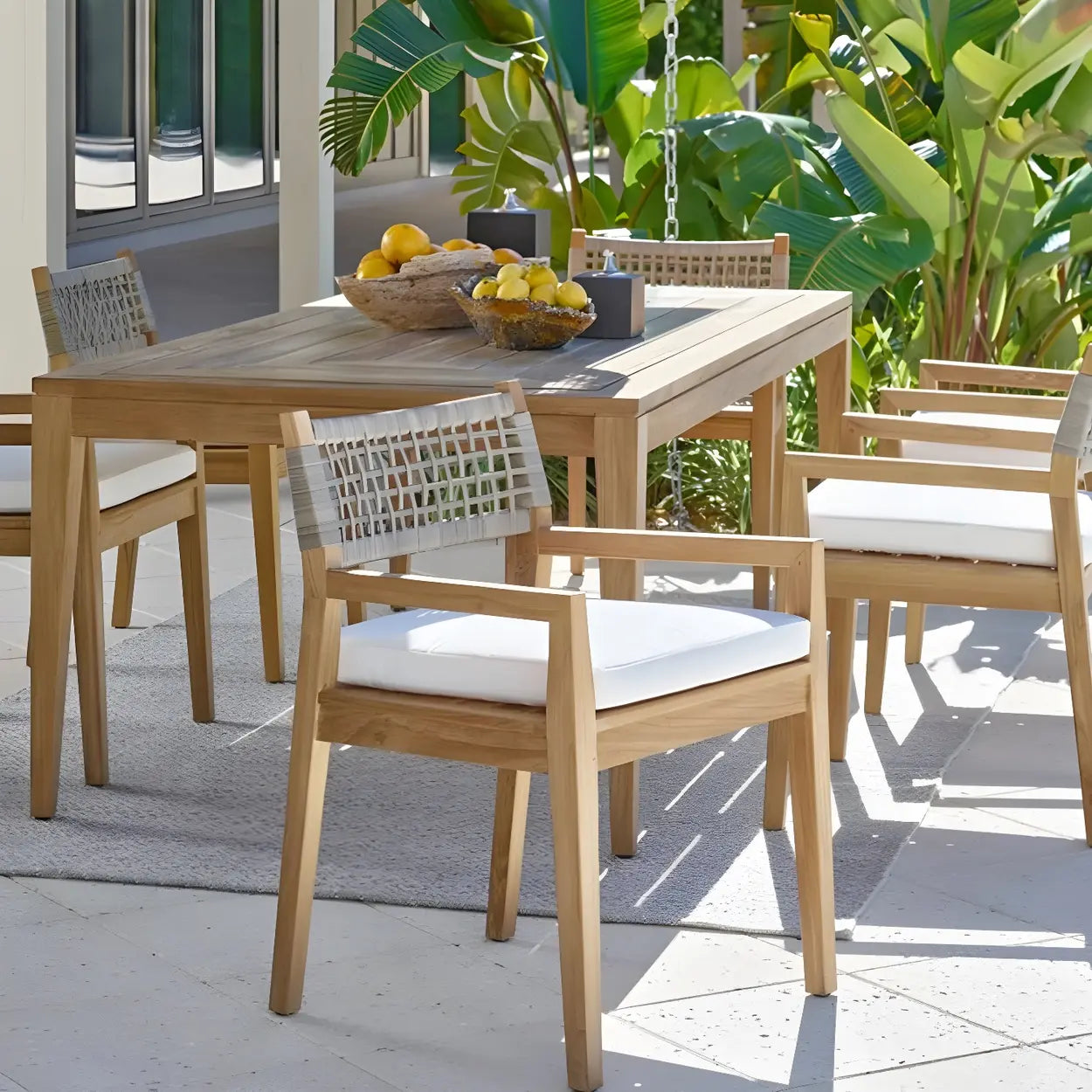 Modern Teak Outdoor Dining Set Rectangular — Table Only