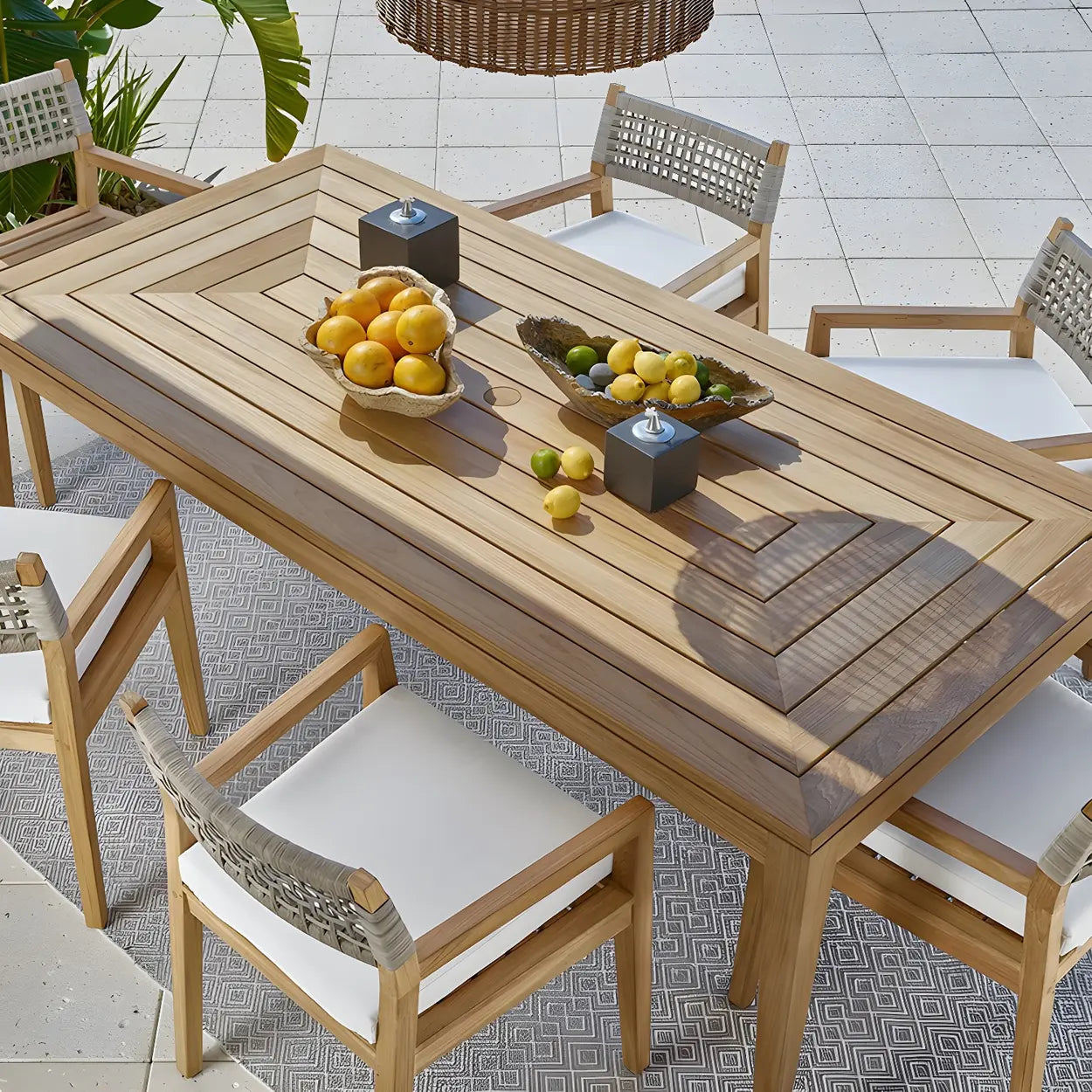 Modern Teak Outdoor Dining Set Rectangular