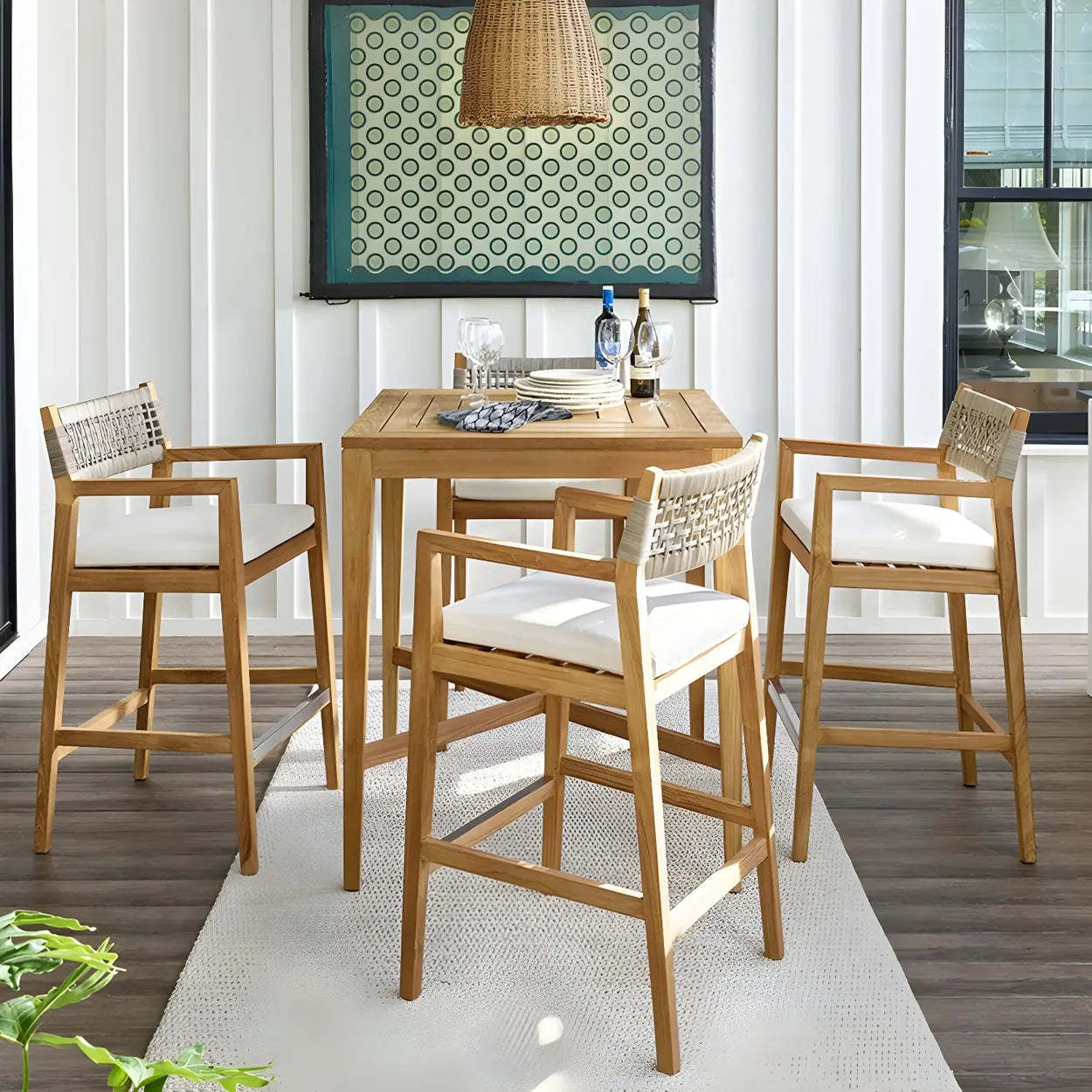Modern Teak Outdoor Dining Set Rectangular