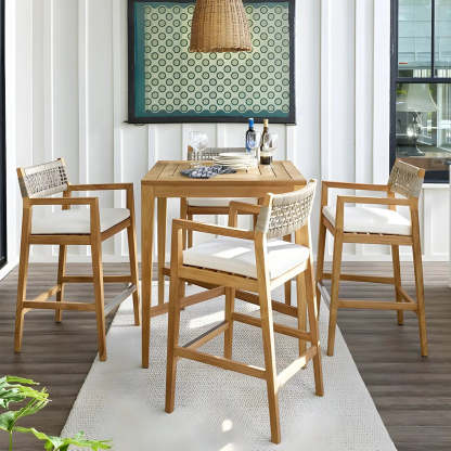 Modern Teak Outdoor Dining Set Rectangular