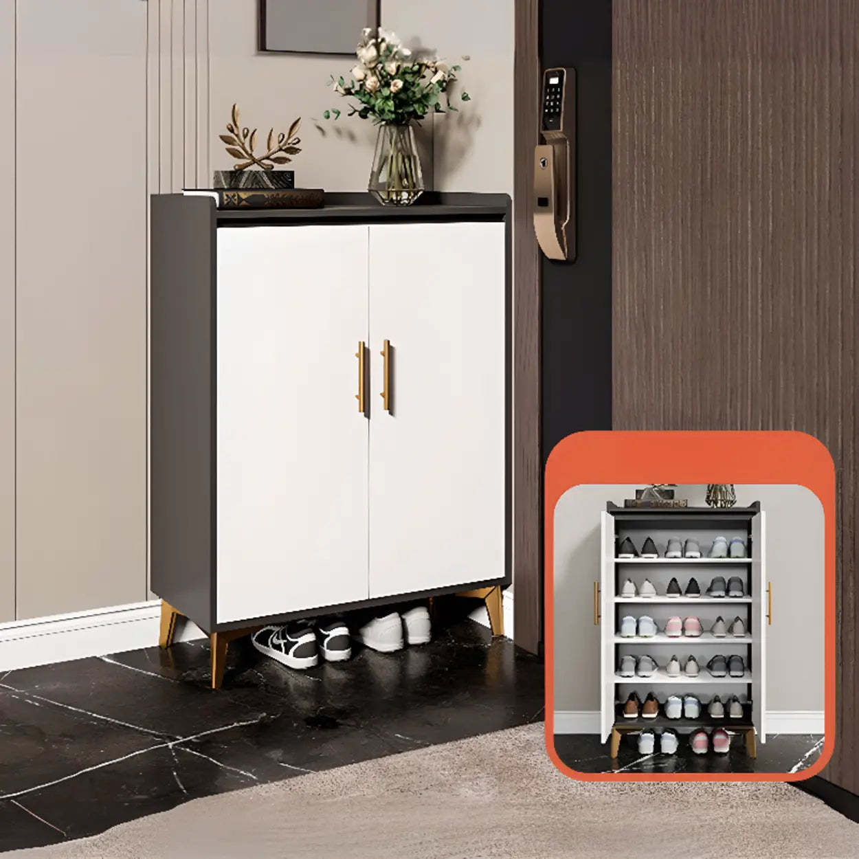 Modern shoe storage white shoe storage — 28" L x 13" W x 38" H