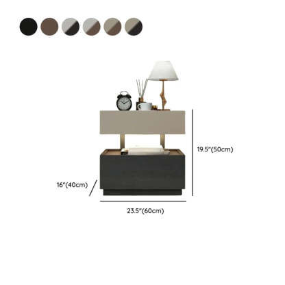 Modern Two-Tone Nightstand with LED Light — Black