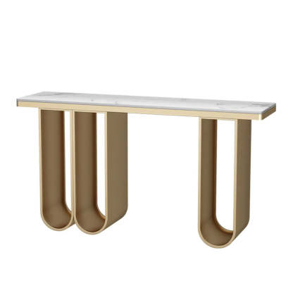 Modern U-Shaped Leg Stone Console Table — Black
