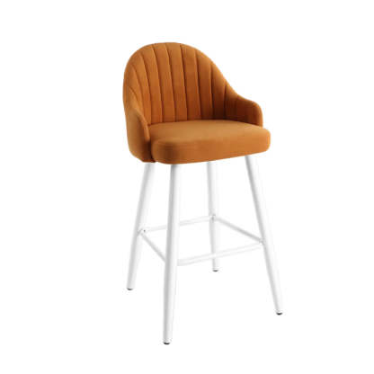 Apricot Upholstered Rectangular Bar Stool with Arms — Orange