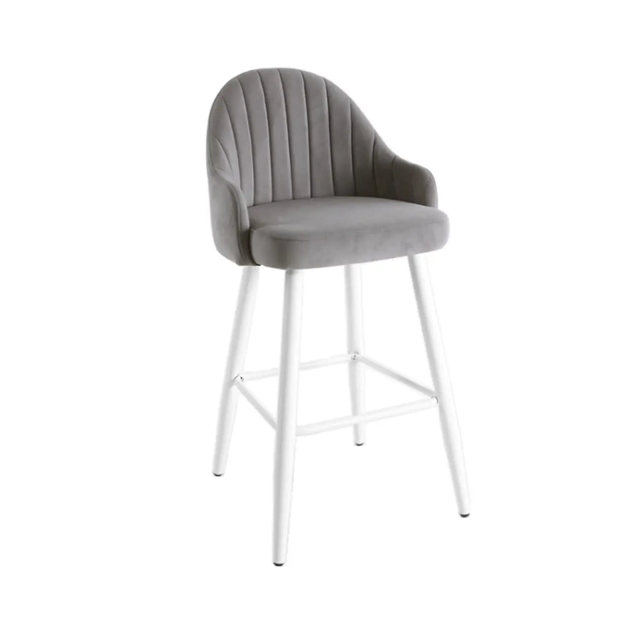 Apricot Upholstered Rectangular Bar Stool with Arms — Orange